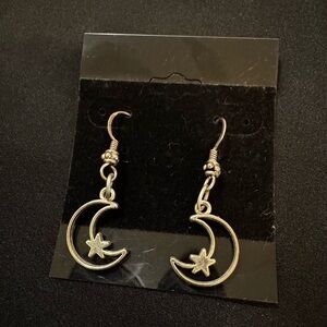Silver Moon and Star Earrings